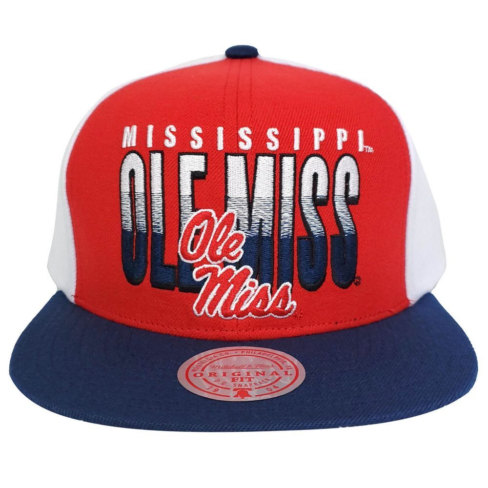 Mississippi Ole Miss Rebels Mitchell & Ness NCAA Snapback Hat Cap Embroidery NWT